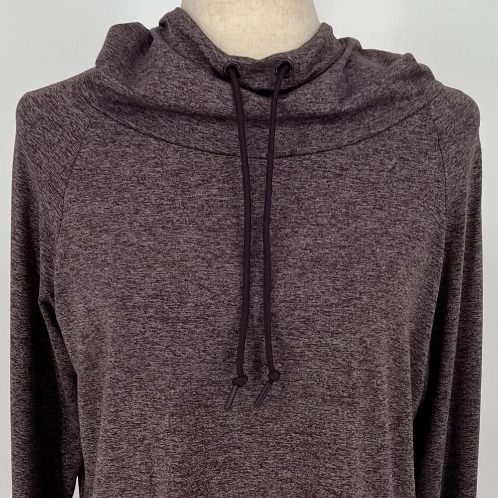 Athleta Womens Uptempo Hoodie Sweatshirt Size M Heathered Mauve Long Sleeve Gym